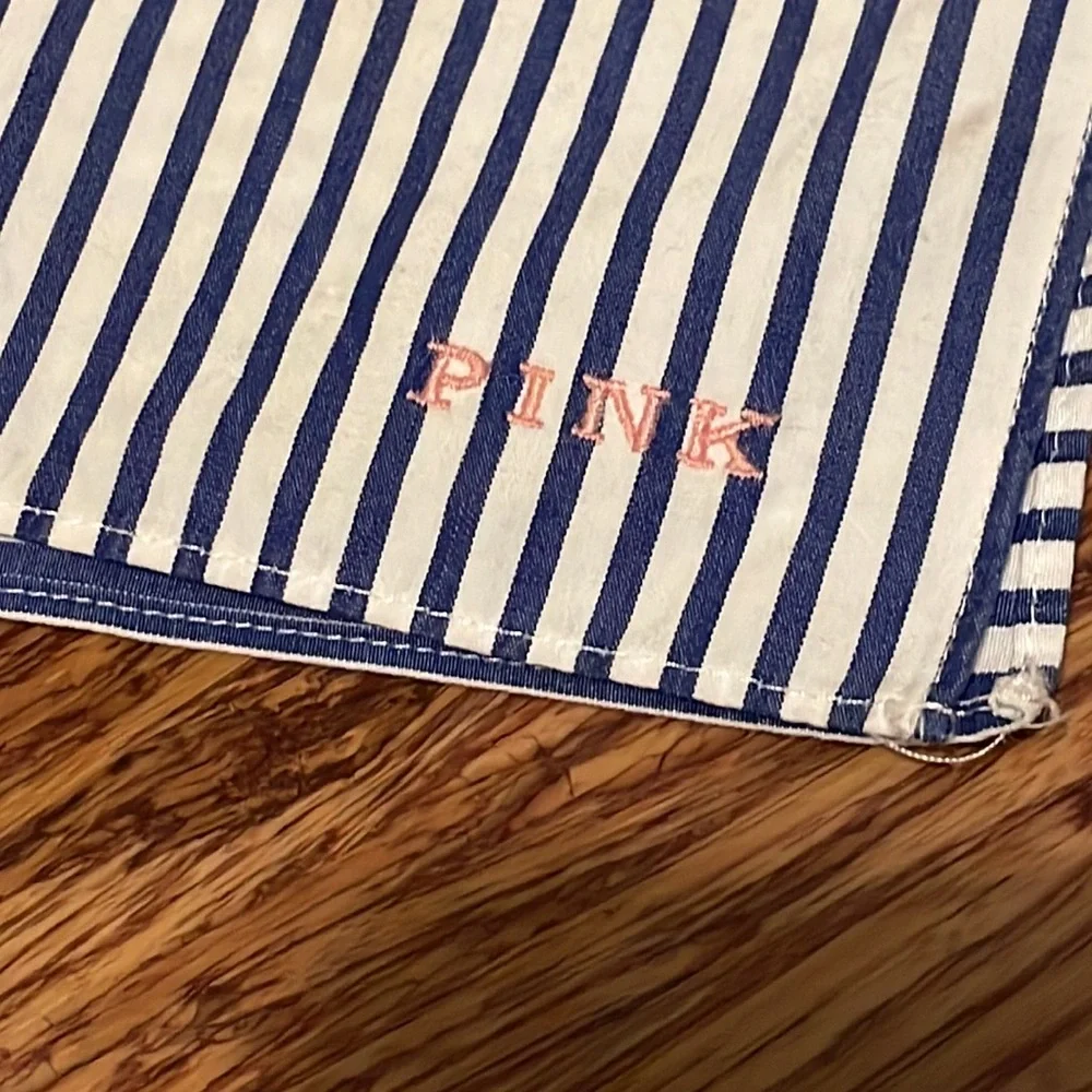 PINK Victoria’s Secret blue white stripe dog bandana 24”